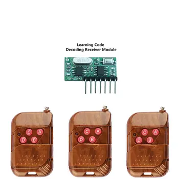 

Wireless Wide Voltage Coding Transmitter Decoding Receiver 4 Channel Output Module for 433Mhz Remote Control KT02-4x3+RX480E-4