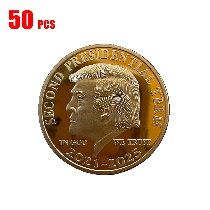 

50pcs Collectible Gold Coins US Donald Trump Commemorative Coin "Second Presidential Term 2021-2025 IN GOD WE TRUST"