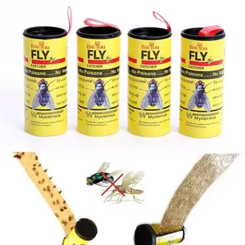 

4 Rolls Strong Sticky Fly Paper Eliminate Flies Insect Bug Home Glue Paper Catcher Trap Fly Bug Mosquito Killer Buzz Fly Trap