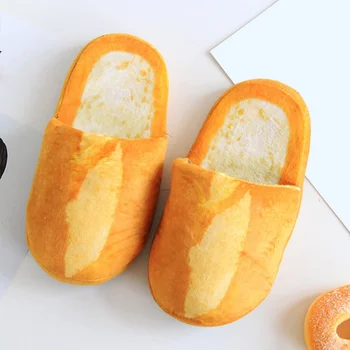 

Women Winter Simulated Bread Home Slippers Woman Short Plush Couples Shoes Female Warm Soft Bottom Comfortable Indoor Shoes