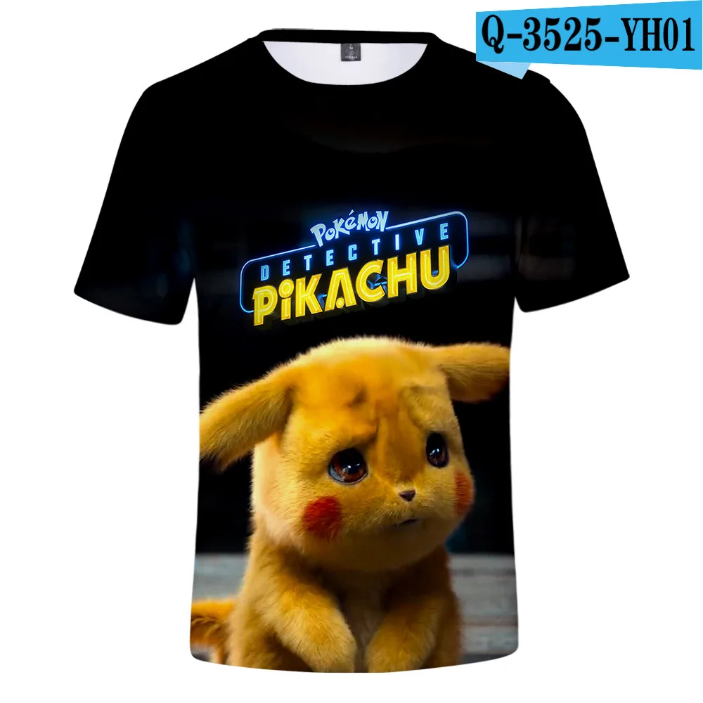 COLOR 10 3-20Year 3D фильм детектив Pokemon футболка «Пикачу» для детей; футболки для девочек; модные летние повседневные футболки с рисунком из аниме одежда с героями мультфильмов, милые - Цвет: COLOR 10