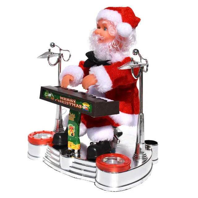 Moonbiffy 2022 New Electric Santa Claus Playing Piano Music Doll Christmas Decorations Children Gift Toys Electric Band 5