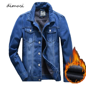 

DIMUSI Winter Mens Denim Jacket Fashion Men Fleece Warm Coats Ripped Denim Jacket Male Slim Fit Cowboy Jean Jackets Clothing 5XL