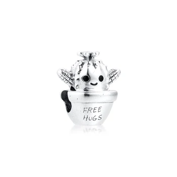 

GPY 2020 Spring Free Hugs Cactus Charms 925 Original Fit Pandora Bracelet Sterling Silver Charm Beads for Jewelry Making