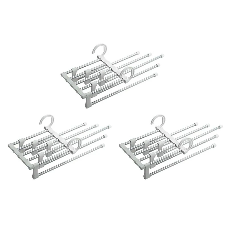 

Adjustable Pants Rack Pants Hanger Closet Organizer Non Slip Multi Layers Stainless Steel Adjustable Trousers Storage Rack Space