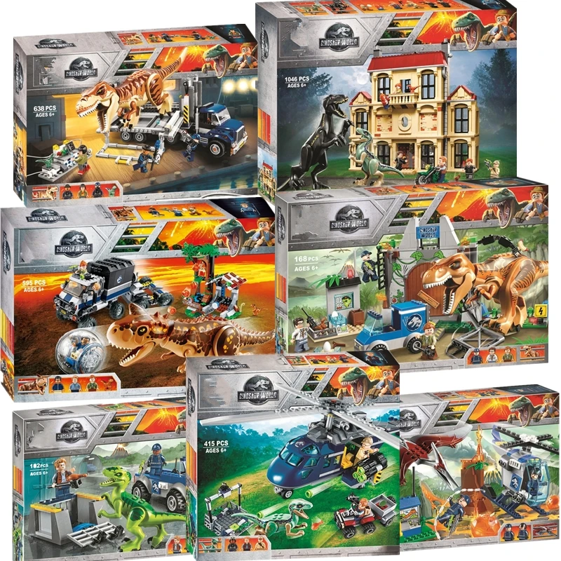 

New Jurassic World Dinosaur Set with Legoed 10925 10926 10928 10920 Model Building Blocks Bricks Toy Gift for Children