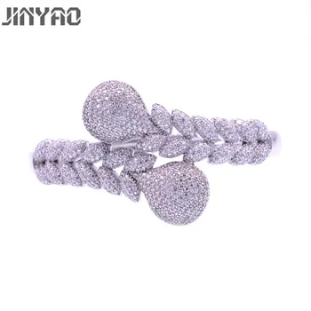 

JINYAO Fashion Charm Pave Shining Zircon White Gold Color Cuff Bracelet Bangle For Women African/Arab Weeding jewelry Gift