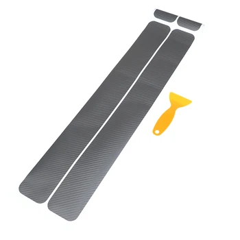 

4Pcs Gray color car door sill scuff welcome pedal protect carbon fiber sticker