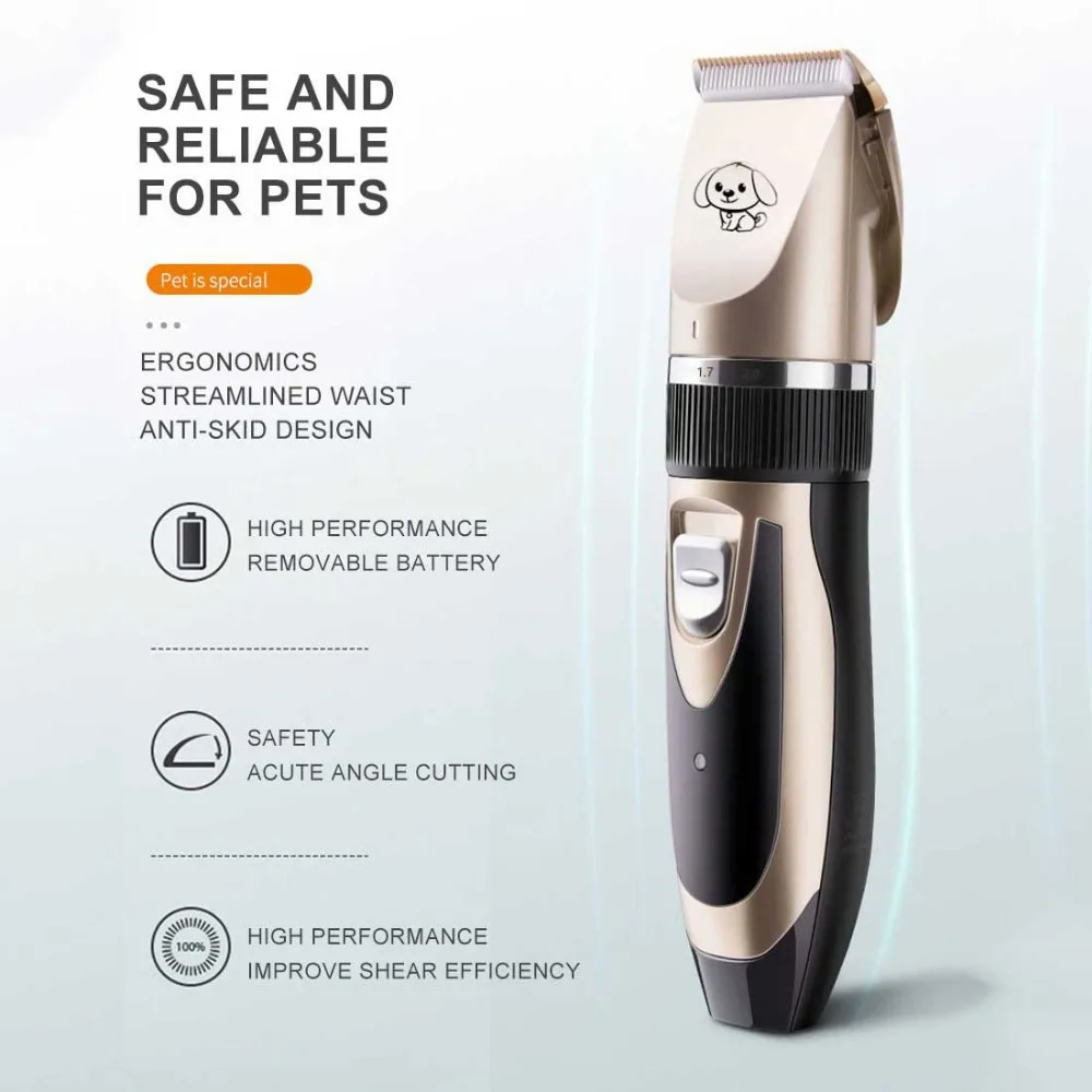 DogMEGA Professional Dog Grooming Kit - Rechargeable, Cordless Pet Grooming Clippers
