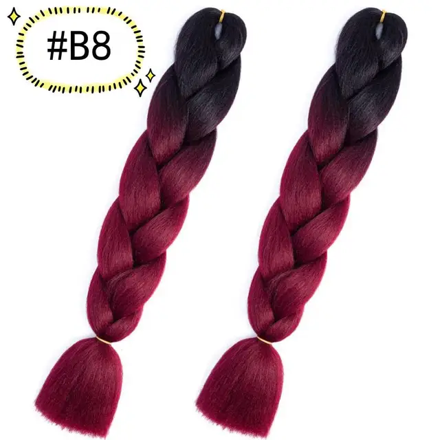 Jumbo Braiding Hair Extensions Kanekalon Braiding Hair 24 Inch Ombre Multiple Tone Colored Synthetic Hair for Women B8