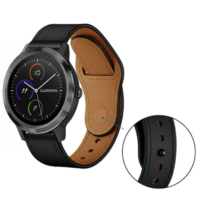 Ремешок из натуральной кожи для часов Garmin vivoactive 3 music Forerunner 645/Forerunner 245 сменный Браслет для часов