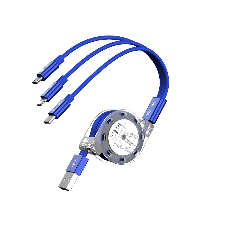 blue USB кабель для iPhone XS X 8 7 6 зарядное устройство 3 в 1 микро USB кабель для Android USB TypeC кабели для мобильных телефонов для samsung S9 - Цвет: blue