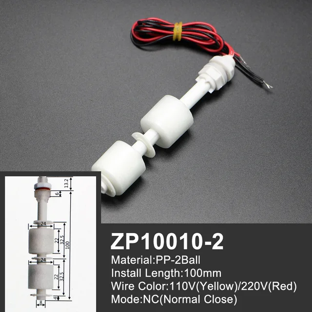 Free Shipping 1 Piece Float Switch Mini Type Poly Propy Water Level Liquid Sensor Normal Close ZP2508-ZP15010 1PC-ZP10010-2