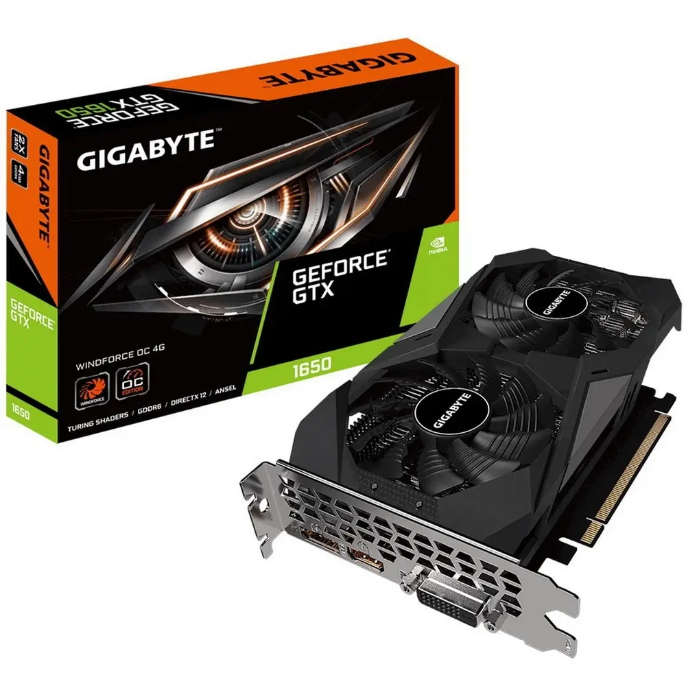 Видеокарта Gigabyte WindForce nVidia GeForce GTX 1650 1710MHz 4096MB 12000MHz 128 bit RTL [GV-N1656WF2OC-4GD] | Компьютеры и