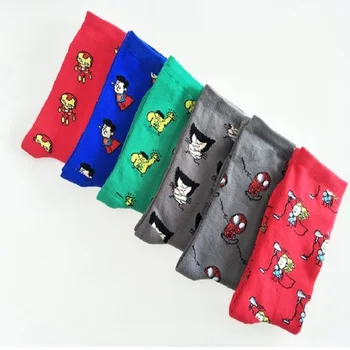 

10PCS=5 pairs Superheros Boat Socks For Men Plus size Superman Batman Captain Arrowman Superheroes Happy Socks
