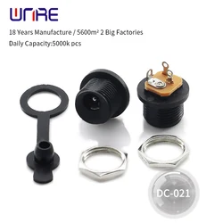 10PCS DC-021 DC Power Socket Female Jack Screw Nut Panel Mount Connector DC021 5.5*2.1MM 5.5X2.5 With Waterproof Cap