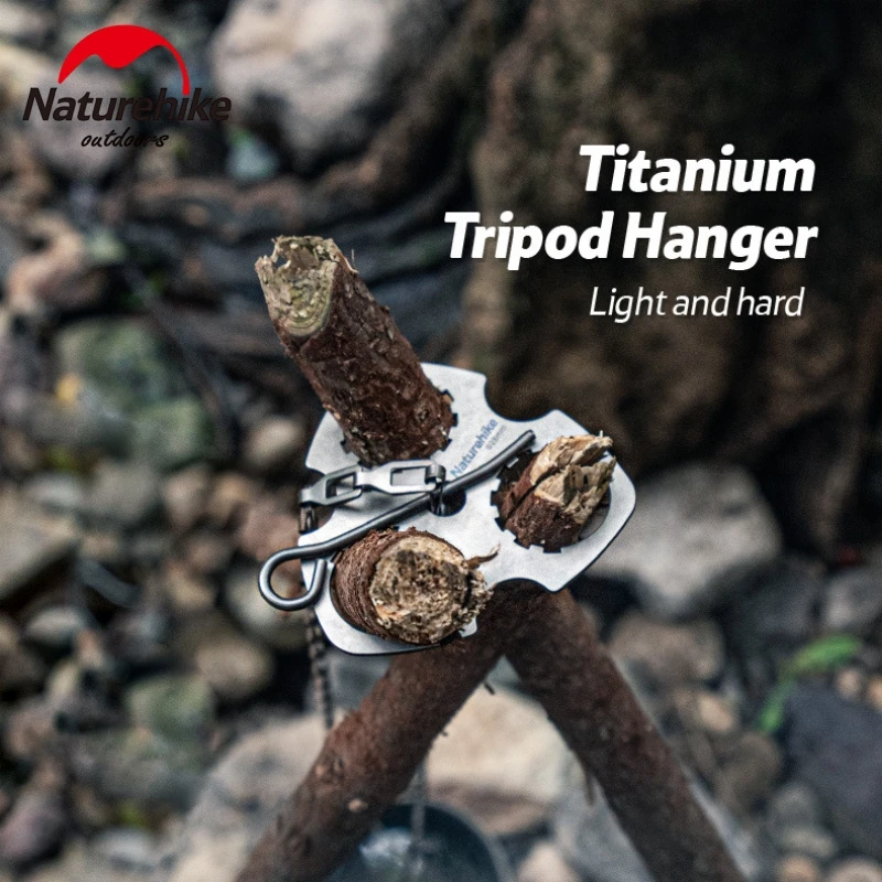 Camping Tripod Hanger Naturehike Ultralight Titanium 4pcs Suit 10kg Weight Bearing BBQ Picnic Equipment Cooking Pot Hook