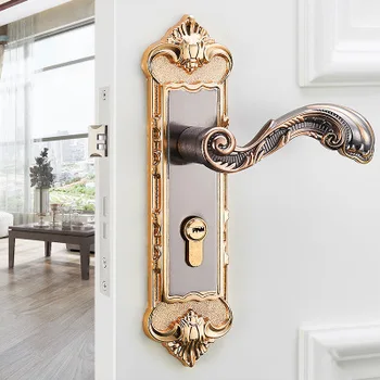 

European Mute Room Door Lock Interior Door Handles Lock Toilet Washroom Lock Fashion Vintage Furniture Lock Hardware