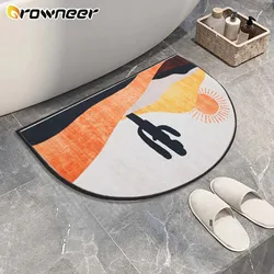 Bathroom Mat Semicircle Shower Room Floor Rug Entrance Door Mats Crystal Velvet Super Absorbtion Anti Slip 2 Sizes Home Décor