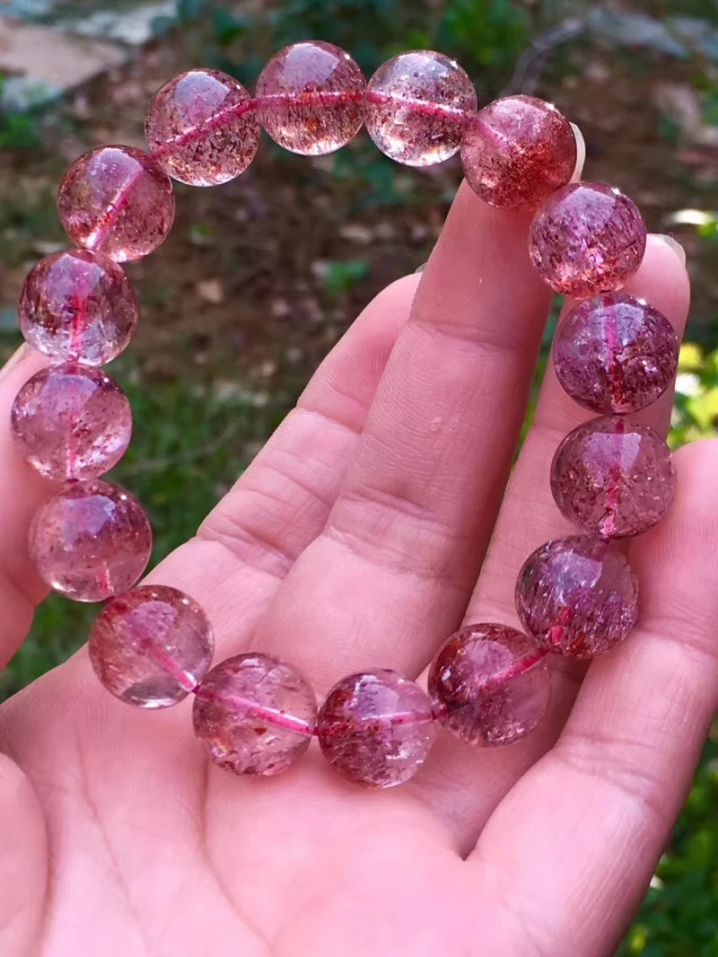 13 мм натуральный Lepidocrocite кварцевый браслет женский красный супер 7 Круглый бисер стрейч драгоценный камень ювелирные изделия AAAAAA сертификат