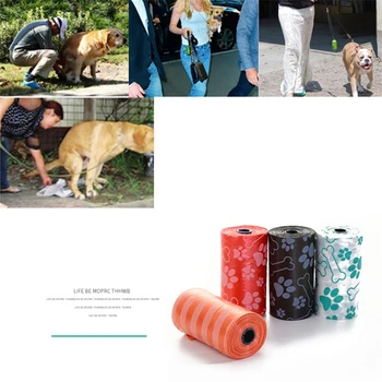 

Degradable Disposable Pet Poop Bags 15pcs/roll 22*30cm Garbage Clean-up Dog Cat Eco-Friendly Biodegradable Household Waste Bags