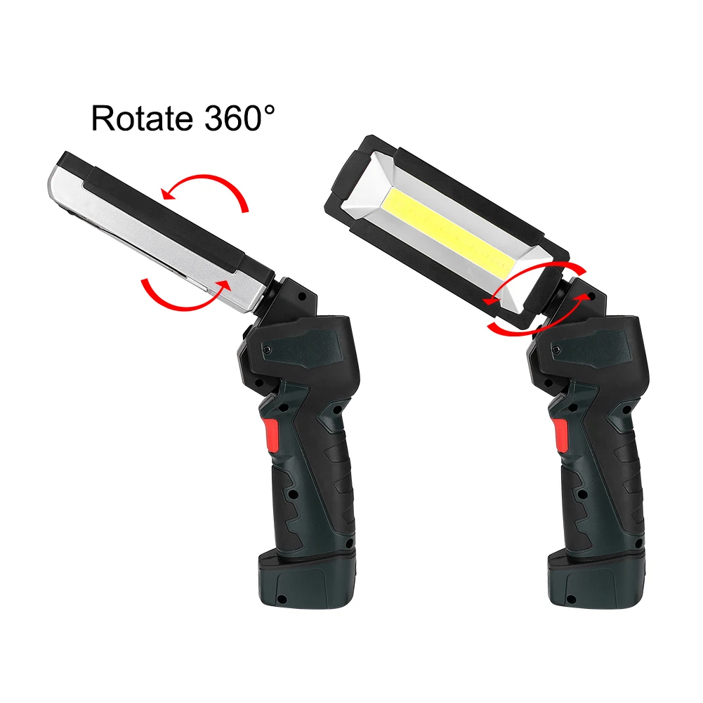 Magnetic Working Light 5 Modes COB LED Flashlight Dual USB Interface Torch 360 Degrees Swivel Hanging Hook for Car Repairing