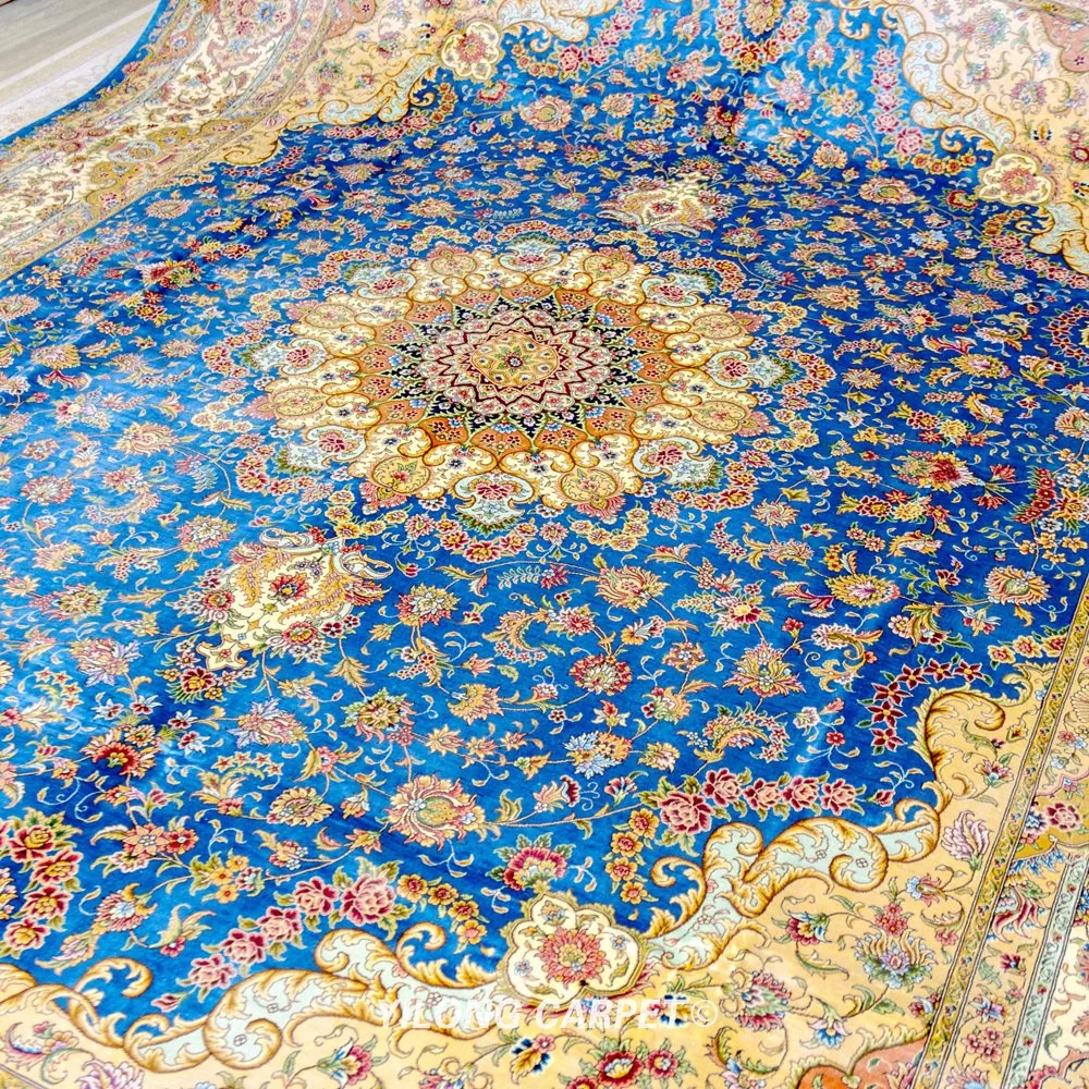 Yilong 9 'x 12' классический Турецкий Дизайн Синий Восточный ковер ручной работы