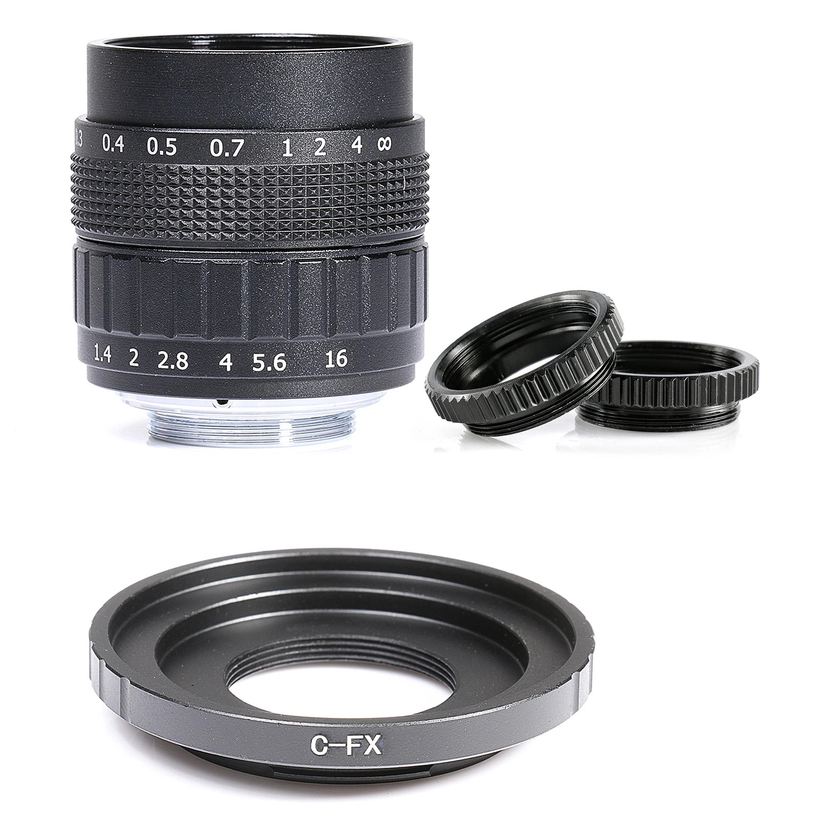 Fujian 50mm F/1.4 Apsc Cctv Lens+adapter Ring+2 Macro Ring For