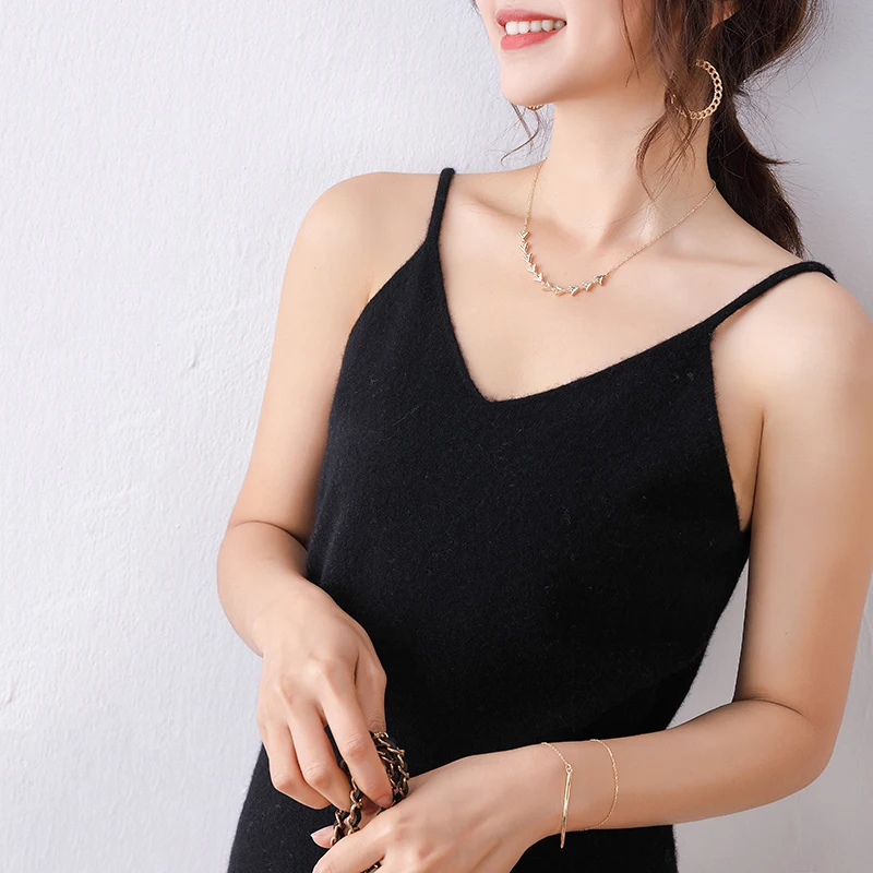 sexy tank top women black wool knitted tanks v-neck high quality basic shirt spring warm short top knitwear sleeveless