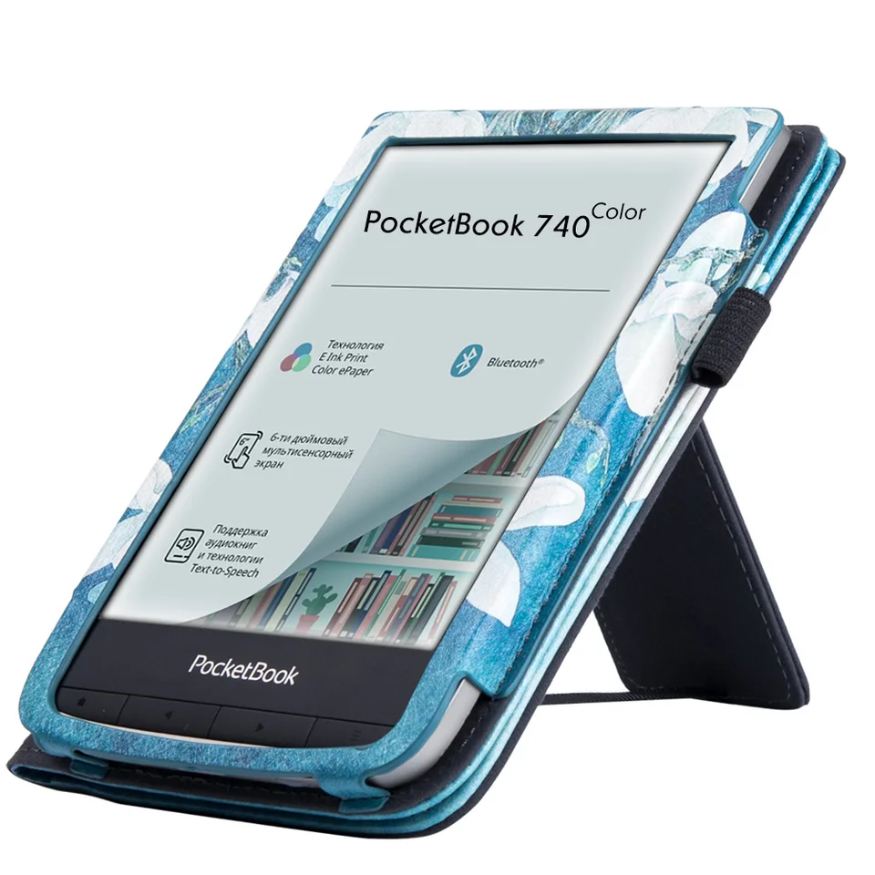 Étui INSOLKIDON Pour Pocketbook InkPad 3/Pro/Color – Cuir PU Bleu – Fin Et Pliable