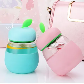 

Cute Glass Cup Baby Milk Cup Drinking Water Cup Leak-proof Tumbler Handy Creative Shape Drinkware 300mls