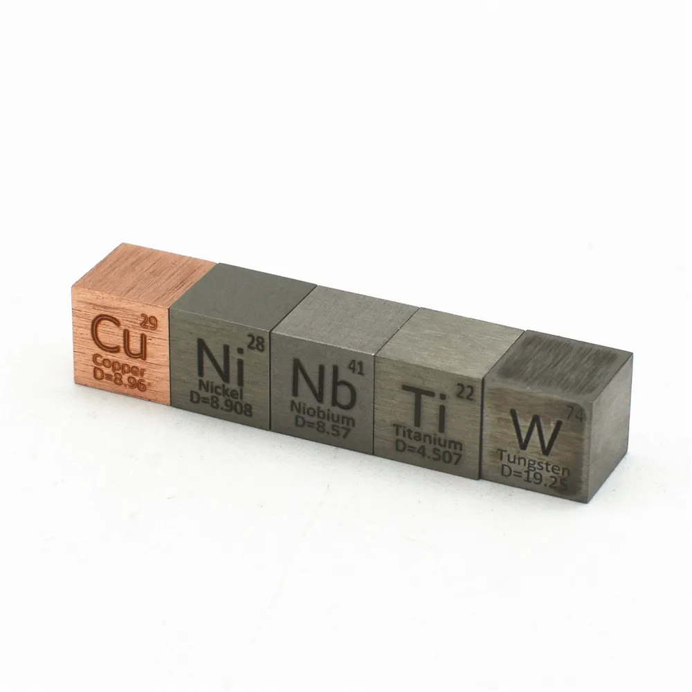 Tungsten Cube Copper Cube Titanium Cube Niobium Cube Nickel Cube Set 5