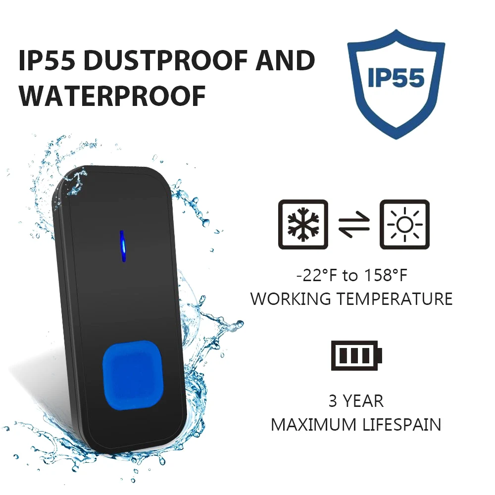 300M 5 Volume Wireless Doorbell Transmitter+Receiver Home Door Bell Set with 55 Ringtones ING-SHIPPING