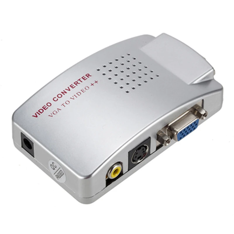 PC Converter Box VGA to TV AV RCA Signal Adapter Converter Video Switch Box Composite Supports NTSC PAL for Computer