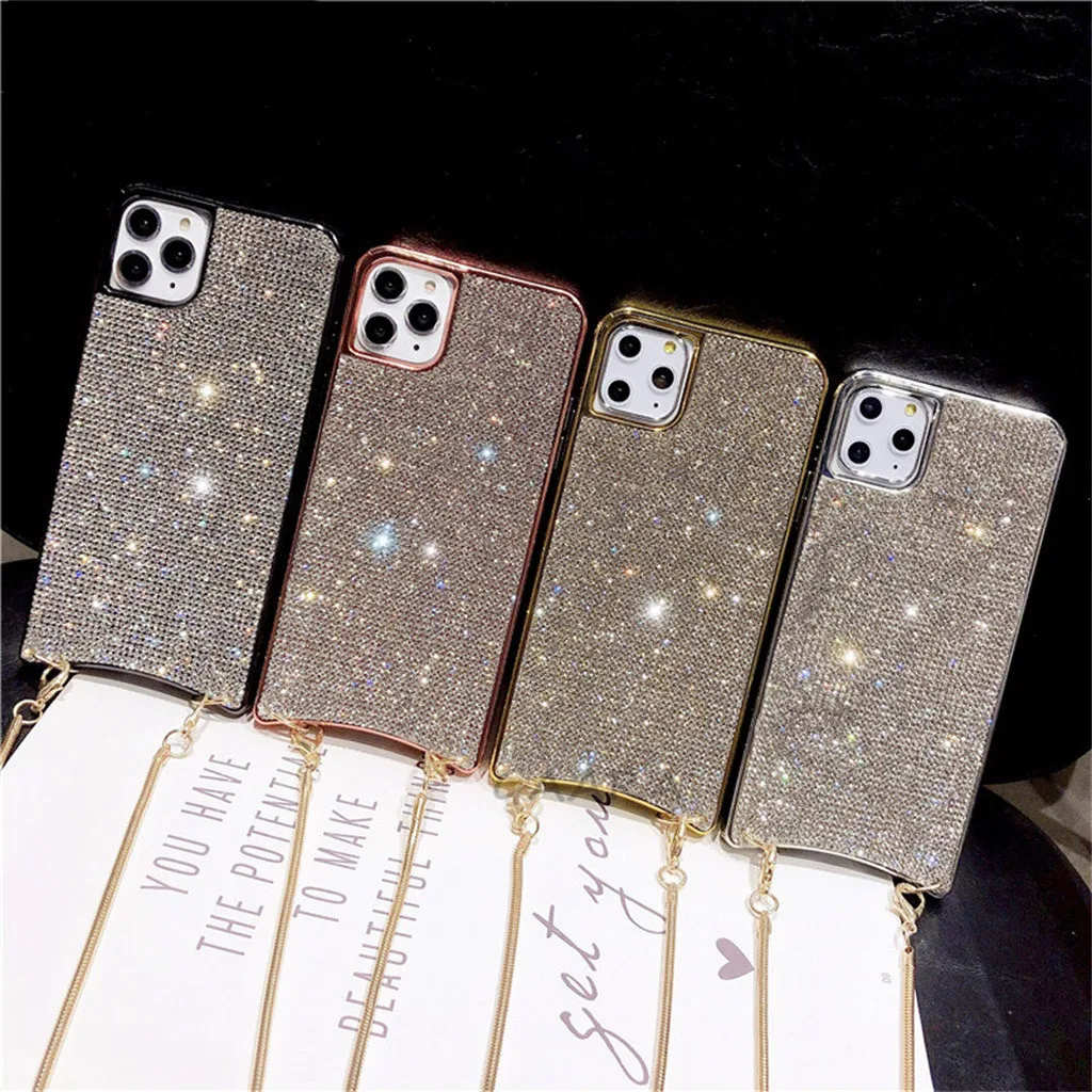 Чехол, защитный чехол, упаковка для IPhone 11 MAX/11Pro/11, чехол для телефона, роскошный длинный ремешок с цепочкой через плечо, Блестящий Футляр