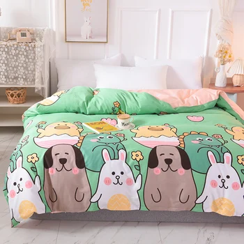 

New 1 pc 100% cotton Cartoon Duvet Cover Pastoral Style Active Printing sets Hot Queen Twins Quilt Cover Rabbit and dog pattern