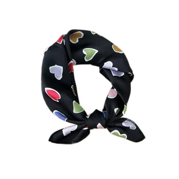 

Heart Print Love Satin Silk Scarf Neck Scarf Head Scarf Women Neckerchief New Summer Small Square Scarf