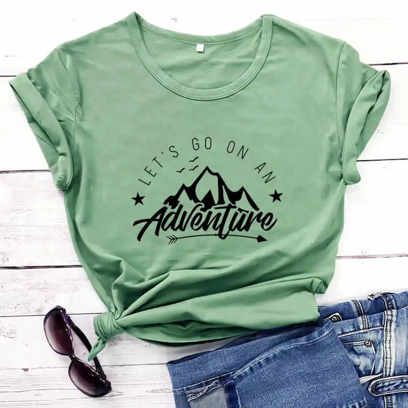 

Let's Go On An Adventure 2020 Новое поступление Летняя 100% хлопковая забавная футболка рубашки для путешествий рубашка для приключений футболка для горного туризма