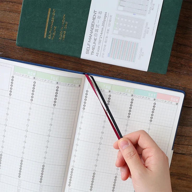

MaoTu Weekly Plan Planner Journal Notebook Monthly Planner Full Year A5 Cloth Cover Work Planner Book