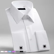 M~6XL Men's French Cuff Dress Shirt 2021 New White Long Sleeve Formal Business Buttons Male Shirts Regular Fit Cufflinks Shirt
