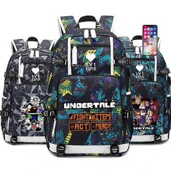 

Anime Undertale Skull Backpack USB Charging Teenager Student Schoolbags Cosplay backpack travel Shoulder bag Laptop Bag
