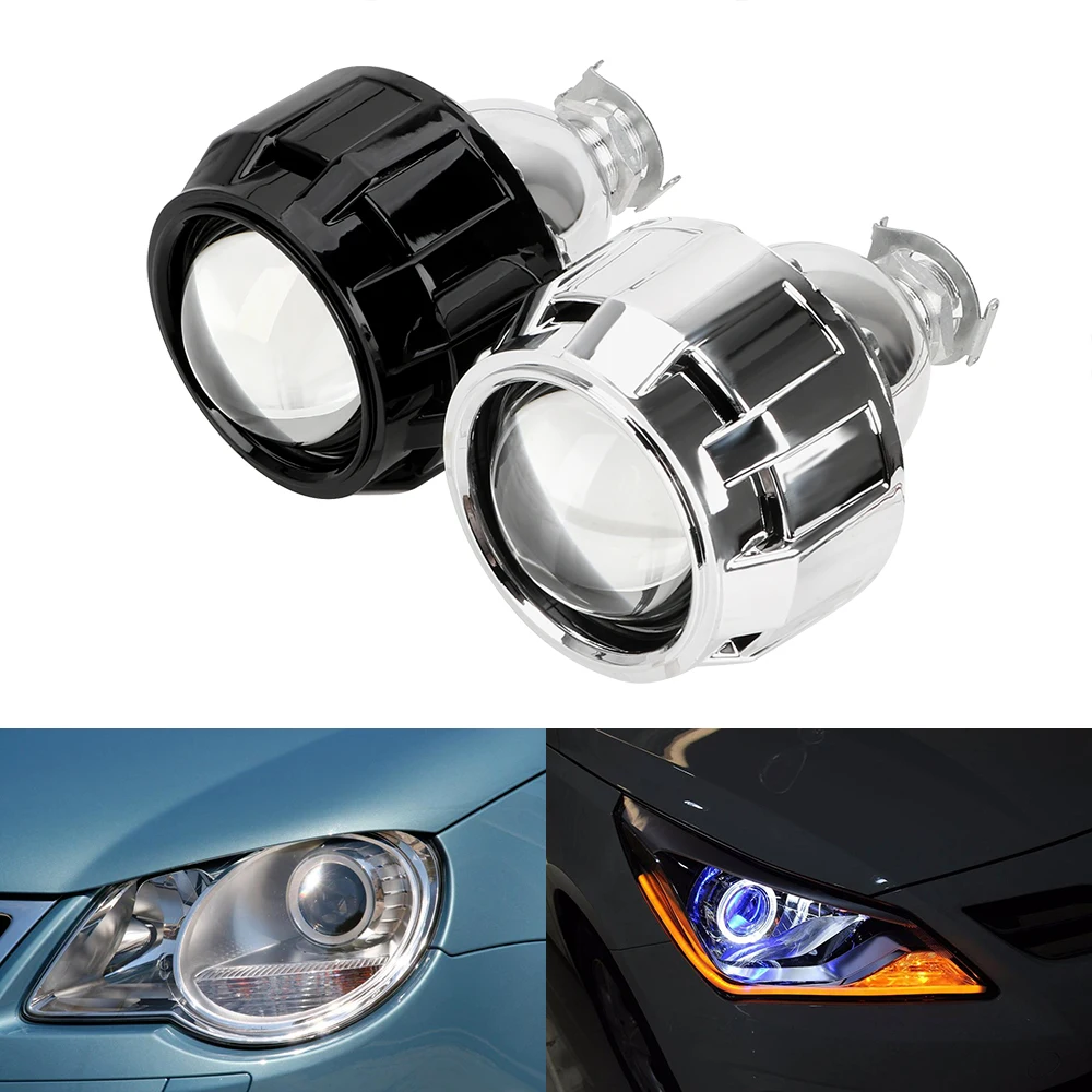 

LEEPEE 2.5 Inch For H1 Xenon LED Bulb H4 H7 Xenon HID Projector Lens Silver Black Shell Motorcycle Car Headlight Accessories