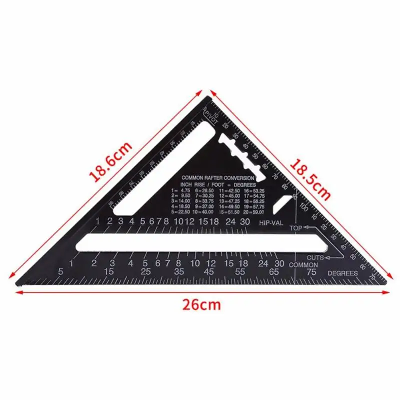 7 дюймов алюминиевый сплав Метрическая треугольная линейка квадратов для деревообработки скорость квадратный угломер Trammel инструменты дропшиппинг