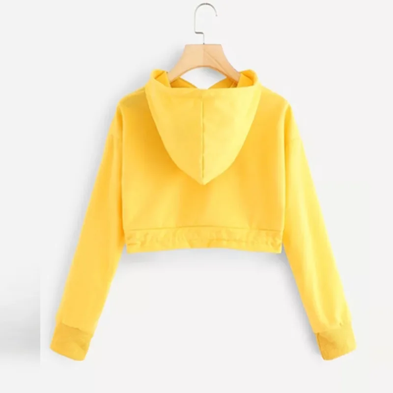 crop top hoodie yellow