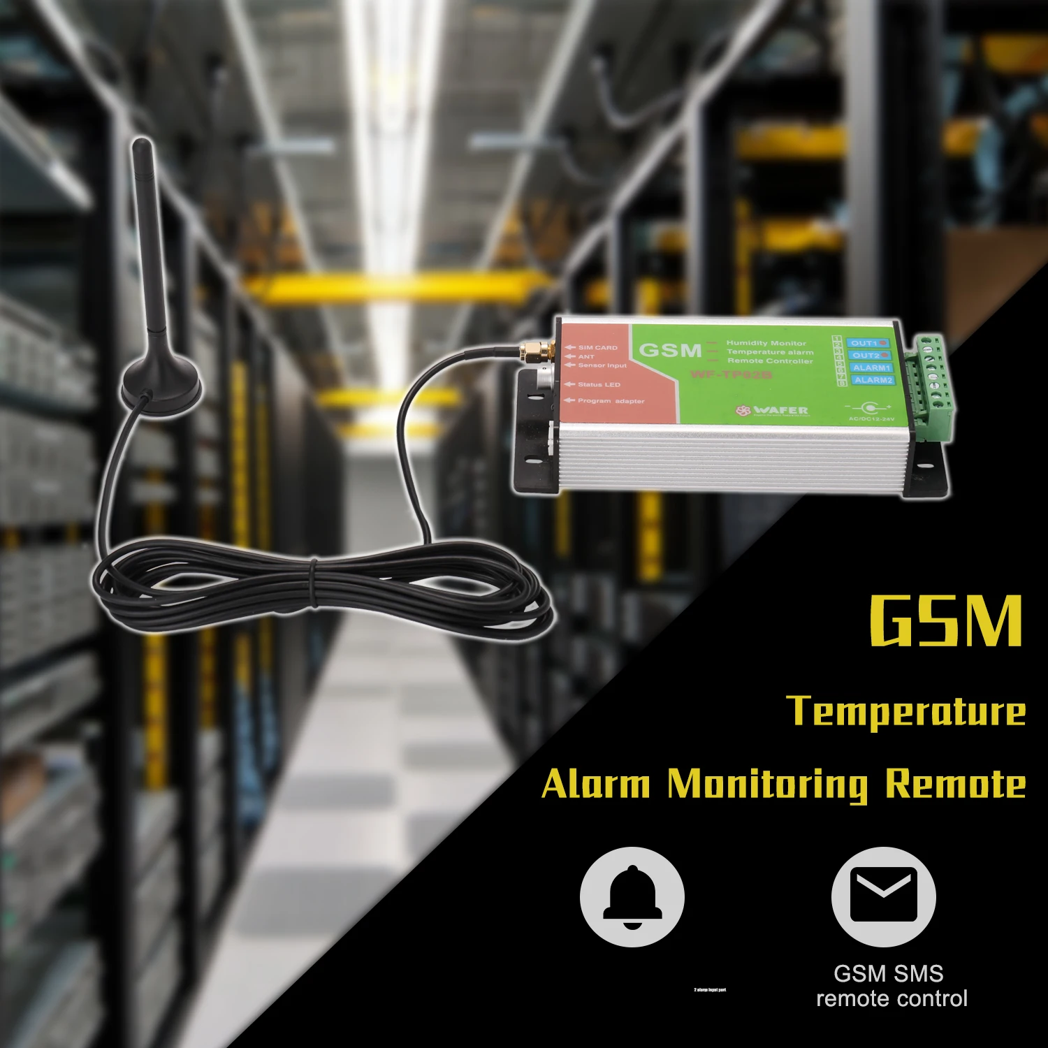

GSM Temperature Alarm Monitoring Remote Controller WF-TP02B with 3 Meter Length Wafer Proof Sensor