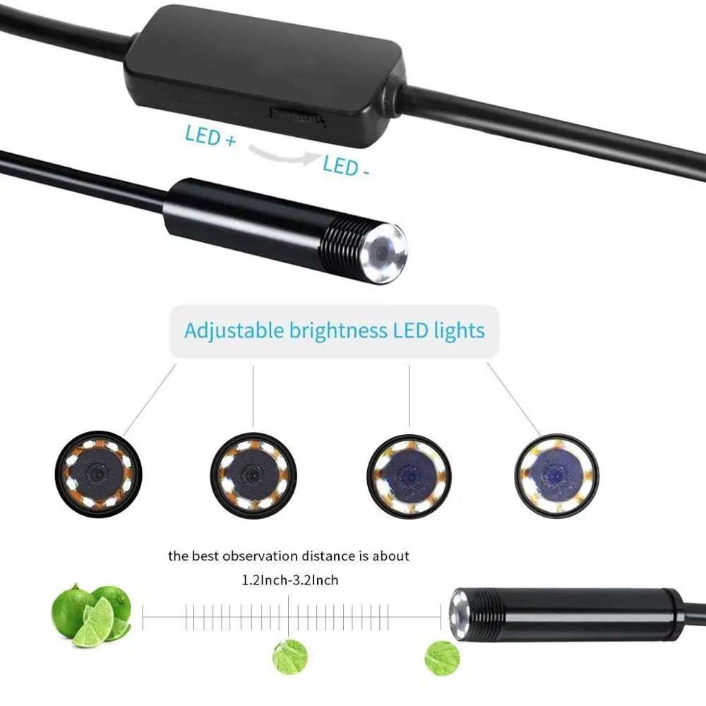  1200P Endoscope Camera Wireless Endoscope 2.0 MP HD Borescope Rigid Snake Cable for IOS iPhone Andr