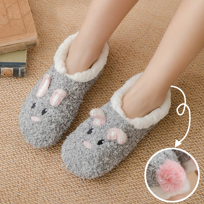 makker Væve Intensiv Sweet female animal slippers cozy soft home shoes for girls indoor warm  fluffy slippers plush Cartoons house women socks slipper|Slippers| -  AliExpress