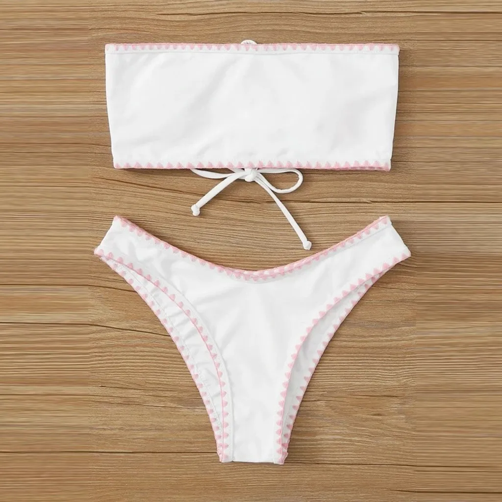 Low Waist Bikini 2020 Sexy Swimwear Women Swimsuit High Leg Bandeau Bikinis Set Swimming for Bathing Suit Biquini | Женская одежда