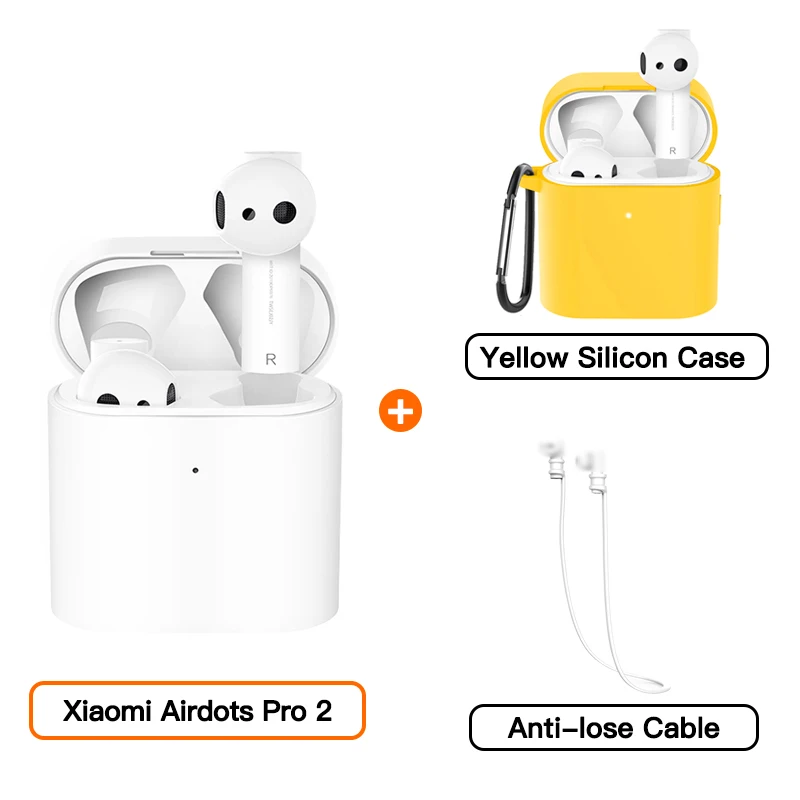 Xiaomi Airdots Pro 2 Air 2 Mi True Wireless Earphone 2 TWS Bluetooth Headset 2 Smart Voice Control LHDC Tap Control Dual MIC EN - Цвет: add yellow Case