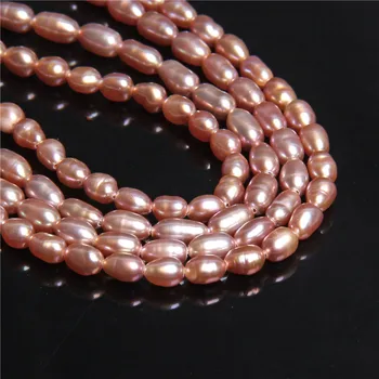 

4-4.2mm Loose Natural rice oval Freshwater pearl Beads Real Pink Pearls Beads women diy Jewelry Making Bracelet earring pearls